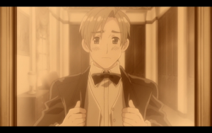 Amérique portant le costume offert par Angleterre